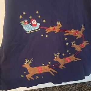 Mini Boden Blue Dress with Santa and Reindeer Design